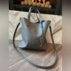 saint laurent paris toy shopping shoulder bag in grey